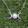 Wiccan Jewelry Witchcraft Triple Moon Necklace Opal Druzy Moon Triple Goddess Necklace Triple Crescent Moon Jewelry
