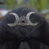 Wiccan Moon Pentagram Hairpin Crescent Moon Comb Witch Tiaras Pagan Hair Jewelry Wedding Hair Accessory