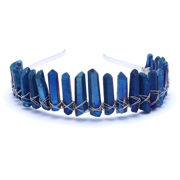 Magic Wicca~Wiccan jewelry Blue Crystal Raw Crystal Angel Aura quartz Tiara Quartz Crystal Crown Headpieces Mermaid  Wedding Accessories