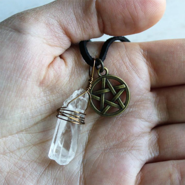 Witch Accessories Raw crystal five-pointed star necklace Five-pointed star necklace,Sweater chain, Wicca jewelry, gems, gifts