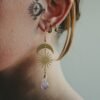 Witch Amethyst Sunburst Earrings Moon Dangle Celestial BOHO Dangle Women Fashion Statement Handmade Jewelry Gift 2022