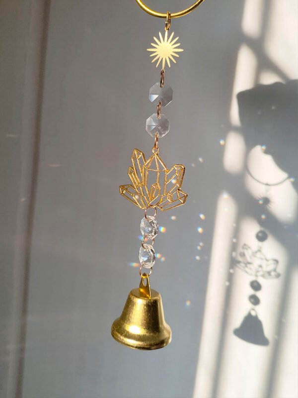 Witch Bells Crystal Cylindrical Keychain Sun Catcher Crystal Prism Windows Hanging Occult Amulet Witchcraft