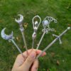 Witch Celtics Crescent Moon Pentagram Lotus Hair Sticks Magic Mysterious Hairpin Wiccan Pagan Gothic Hair Jewelry For Gift