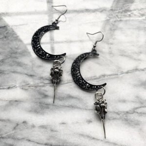 Witch Crescent Moon Crow Earring Black Moon Snake Sword Star Earrings Gothic Pagan Jewelry