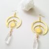 Witch Crescent Moon Sun Crystal Quartz Dangle Earrings Celestial Jewelry Occult Wiccan Gift