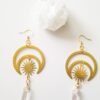Witch Crescent Moon Sun Crystal Quartz Dangle Earrings Celestial Jewelry Occult Wiccan Gift