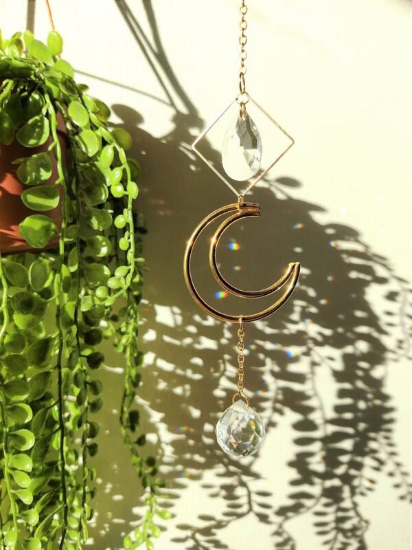 Witch Crystal Lightcatcher Windows Hanging Crescent Moon Wall Hanging Geometry Windows Hanging Home Protection