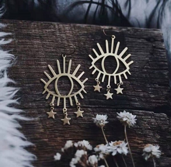 Witch Evil Eyes Star Pentagram Drop Earrings Pagan Amulet Jewelry For Gift