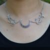Witch Fantasy Forest Twig Branch Crescent Moon Pendant Necklace  Silver Gothic Wedding Magic Wiccan Jewelry