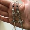 Witch Gothic Sword Dangle Earrings Silver Hand Jagger Earrings for Gift