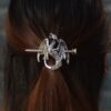 Witch Hairstick Silver Gold Death Head Skull Butterfly Moth Crescent Moon Eagle Gothic Hairpin Wiccan Pagan Hair Jewelry