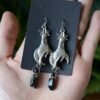 Witch Hand Statment Crystal Quartz Dangle Earrings Pagan Earrings Wicca Gift