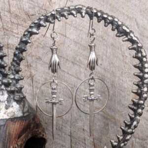 Witch Hand Sword Dangle Earring Pagan Dagger Earrings Gothic Jewelry For Gift