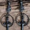 Witch Hand Sword Dangle Earring Pagan Dagger Earrings Gothic Jewelry For Gift