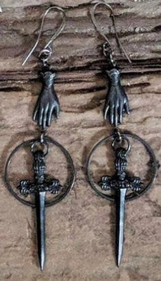 Witch Hand Sword Dangle Earring Pagan Dagger Earrings Gothic Jewelry For Gift