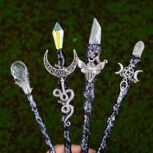 Witch Magic Wand Pagan Triple Crescent Moon Snake Fairy Wands