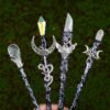 Witch Magic Wand Pagan Triple Crescent Moon Snake Fairy Wands