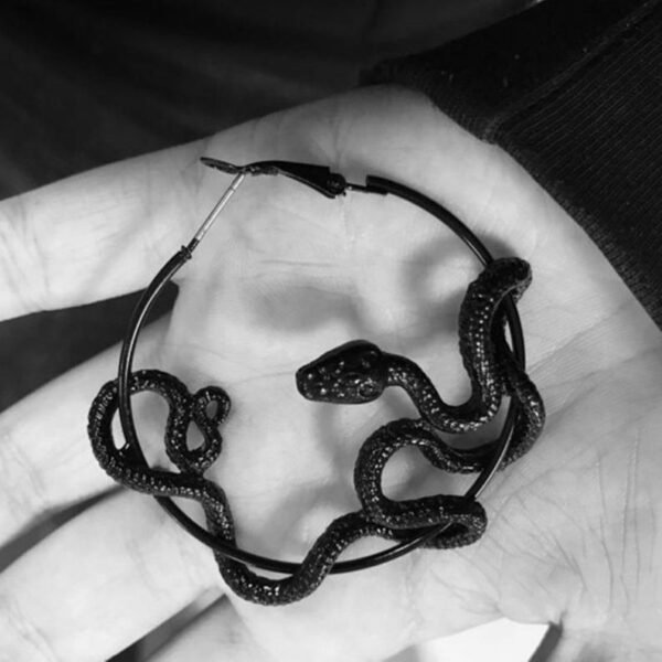 Witch Pagan Black Snake Earrings Twining Snake Hoop Earrings Gothic Jewelry For Gift