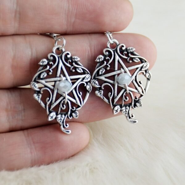 Witch Pentagram Ivy Vine Dangle Drop Earring Wiccan Goth Pagan Jewelry