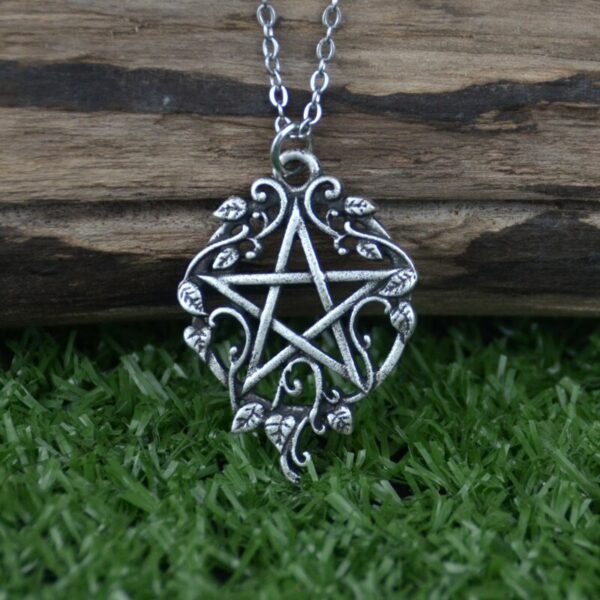 Witch Pentagram With Ivy Necklace Pagan Gothic Wiccan Jewelry