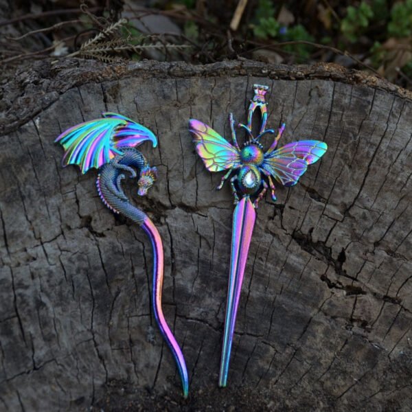 Witch Psychedelic Dargon Butterfly Hair Stick Animal Hairpin Occult Gothic Pagan Wiccan Gift For Women
