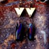 Witch Punk Gothic Raw Crystal Rough Earrings Vintage Triangular Disc Winding Quartz Stone Pendant Earrings Pagan Gifts for Her