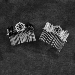 Witch Quartz Crystal Pentagram Hair Comb Wedding Tiara Hairpin Pagan Hair Jewelry Wedding Hair Accessory
