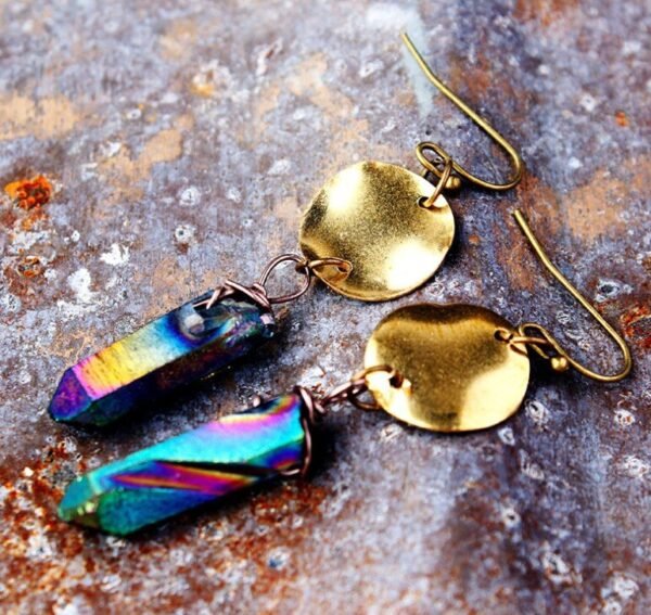 Witch Quartz Rainbow Crystal Earring  Boho Crystal Crown Accessories Jewelry Earrings