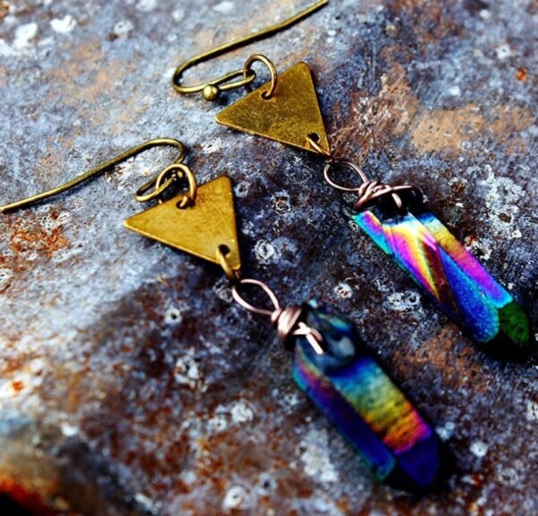 Witch Quartz Rainbow Crystal Earring  Boho Crystal Crown Accessories Jewelry Earrings