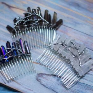 Magic Wicca~Witch Raw crystal headband hair comb antler branch bride birthday party moon hair accessories princess girl honey wedding gift