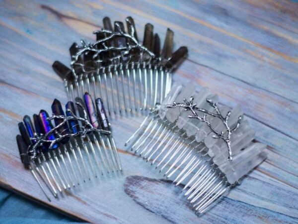 Magic Wicca~Witch Raw crystal headband hair comb antler branch bride birthday party moon hair accessories princess girl honey wedding gift