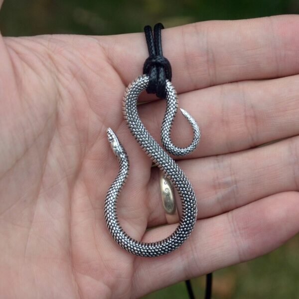 Witch Silver Snake Necklace Pagan Spirit Serpent Ouroboros necklace Gothic Spirit Occult Jewelry Wicca Gift