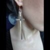 Witch Silver Sword Hand Statement Dangle Earring Gothic Pagan Tarot Wiccan Jewelry