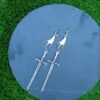 Witch Silver Sword Hand Statement Dangle Earring Gothic Pagan Tarot Wiccan Jewelry