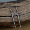 Witch Silver Sword Hand Statement Dangle Earring Gothic Pagan Tarot Wiccan Jewelry