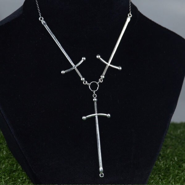 Witch Silver Three of Swords Choker Necklace Occult Witchy Gothic Jewelry