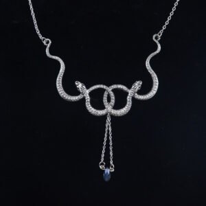 Witch Snake Choker Necklace Serpent Entwined Snakes Necklace Pagan Gothic Amulet Jewelry
