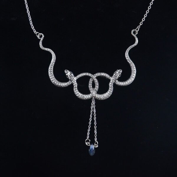 Witch Snake Choker Necklace Serpent Entwined Snakes Necklace Pagan Gothic Amulet Jewelry