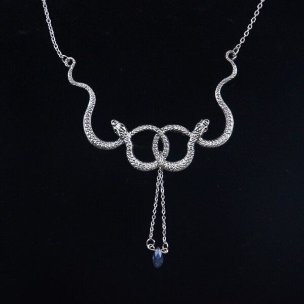 Witch Snake Choker Necklace Serpent Entwined Snakes Necklace Pagan Gothic Amulet Jewelry
