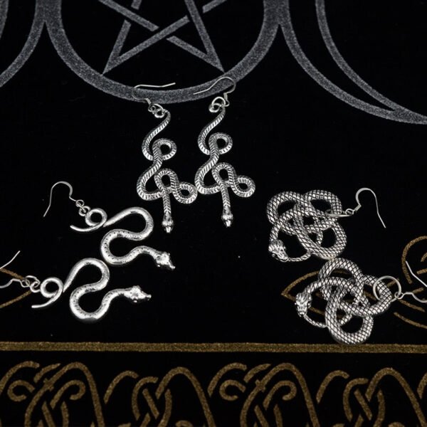 Witch Snake Drop Earrings Gothic Serpent Earrings Pagan Ear Jewelry Wicca Gift for women