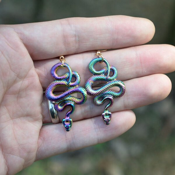 Witch Snake Drop Earrings Gothic Serpent Earrings Pagan Ear Jewelry Wicca Gift for women