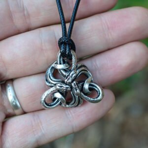 Witch Snake Stereoscopic Pendant Necklace Serpent Pagan Gothic Jewelry