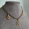 Witch Star Crescent Moon Celestial Necklace  Pagan Gift