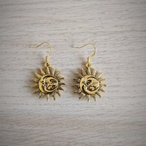 Witch Sun and Moon Earrings Celestial Space Astrology Earrings Wiccan Craft