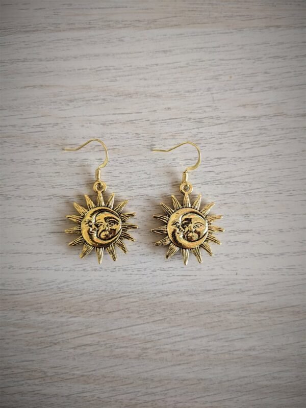 Witch Sun and Moon Earrings Celestial Space Astrology Earrings Wiccan Craft