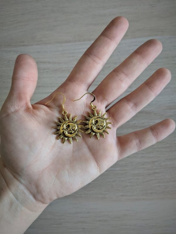 Witch Sun and Moon Earrings Celestial Space Astrology Earrings Wiccan Craft