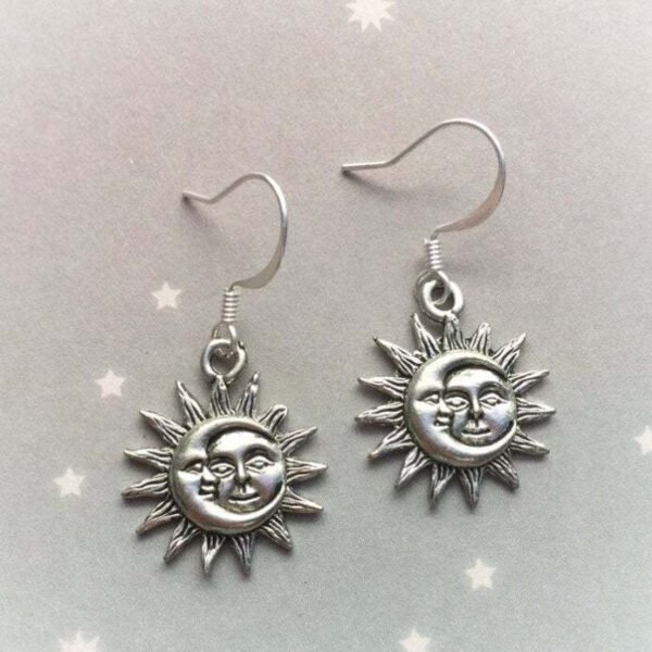 Witch Sun and Moon Earrings Celestial Space Astrology Earrings Wiccan Craft