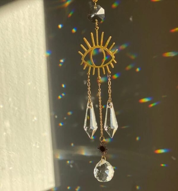 Witch Suncatcher Evil Eyes Crystal Prism Windows Hanging Wiccan Amulet Occult Jewelry