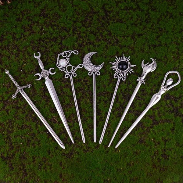 Witch Sword Crescent Moon Goddness Hair Stick