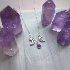 Witch Trinity Moon Crystal Pendant Necklace Magic Pagan Jewelry for Women